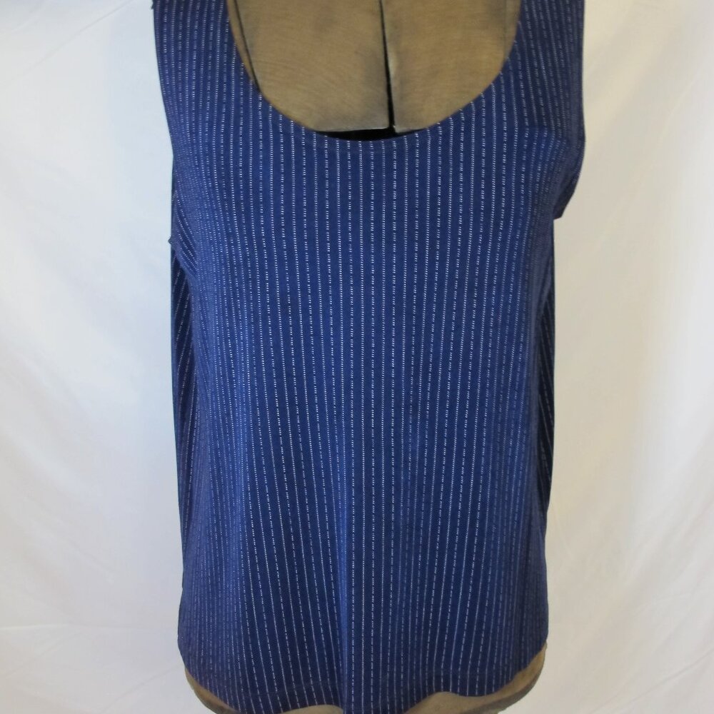 Draper’s and Damon’s navy and white pinstripe sleeveless top  XL